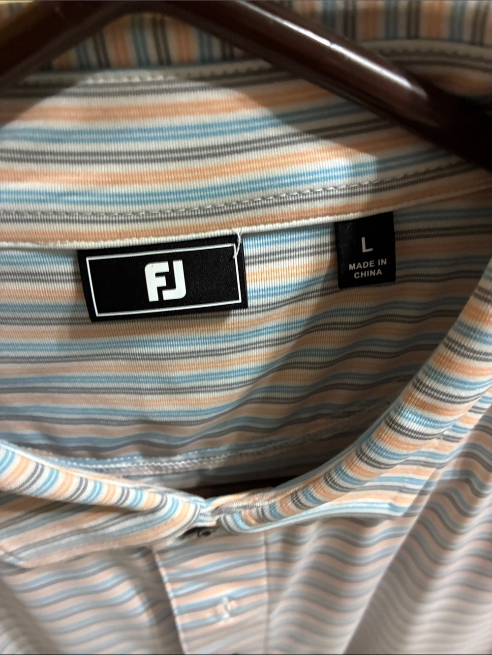 Men's Blue & Peach Striped Button-Up Shirt